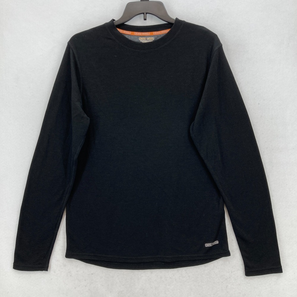 Omni Wool Base Layer Long Sleeve T-Shirt Mens XL Black Wool Blend Outdoors Camp